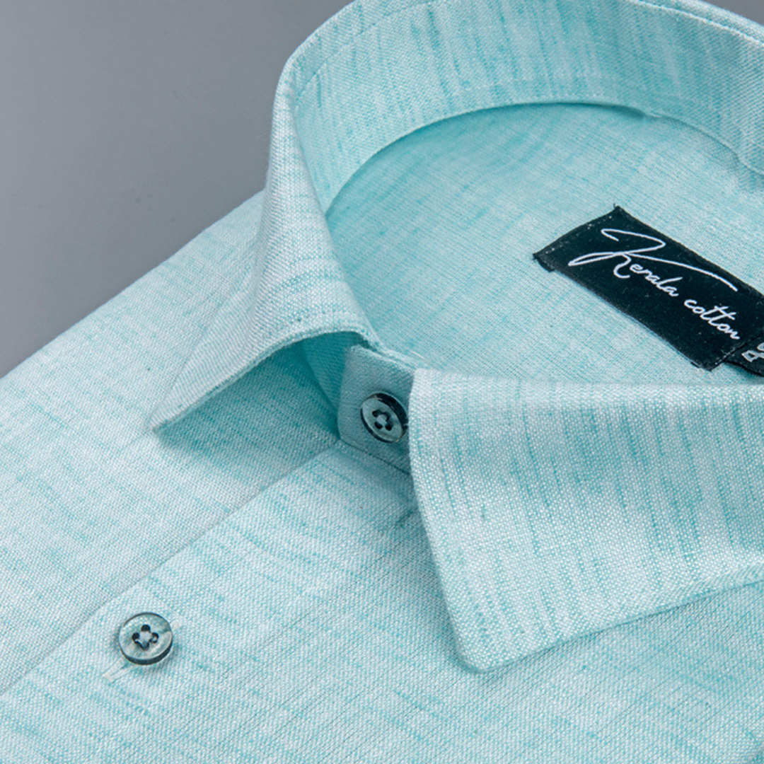 60 Lea Pure Linen Light Rama Blue Colour Shirts for Men