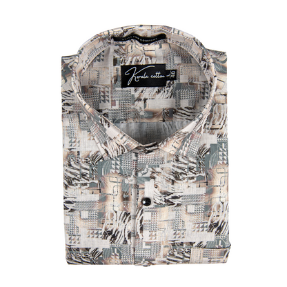 Linen fone gray mix colour orient print shirts