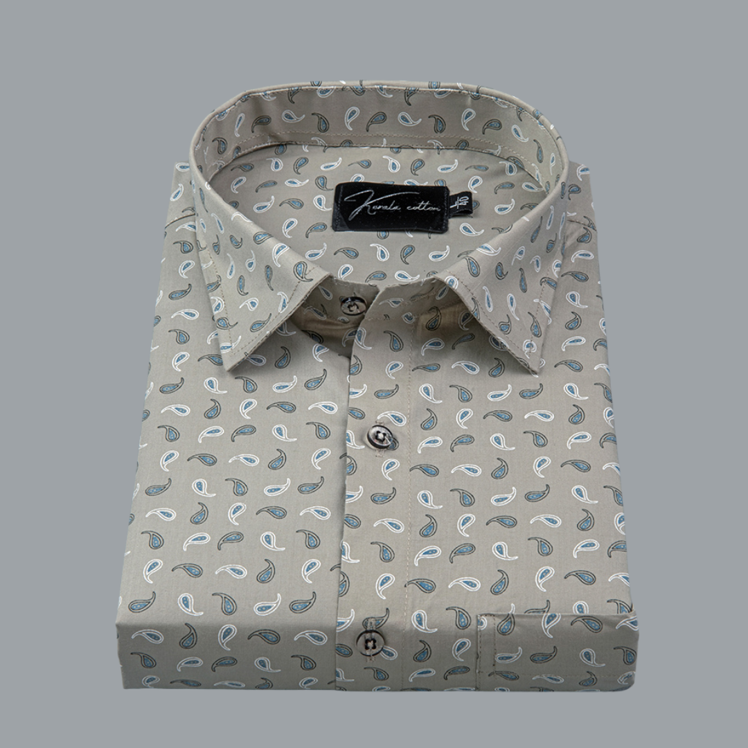 Trident Fone blue Print Cotton Shirts