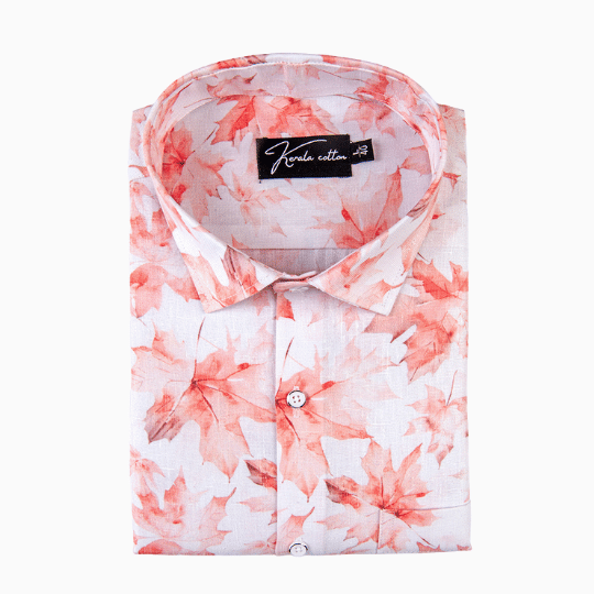Italian linen White With Ready Orange Batel Print