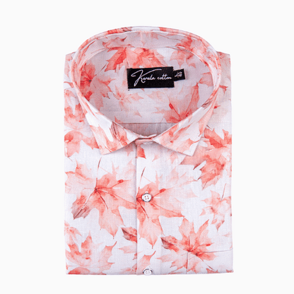 Italian linen White With Ready Orange Batel Print