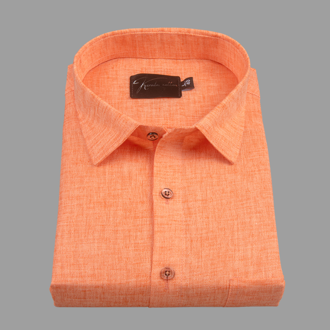 Linen Dark Orange Colour Shirts for Men