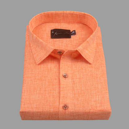 Linen Dark Orange Colour Shirts for Men