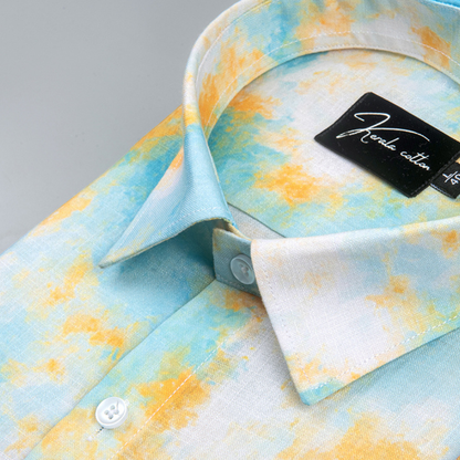 Belgium Soft Linen Rama Yellow Mix Print Shirts