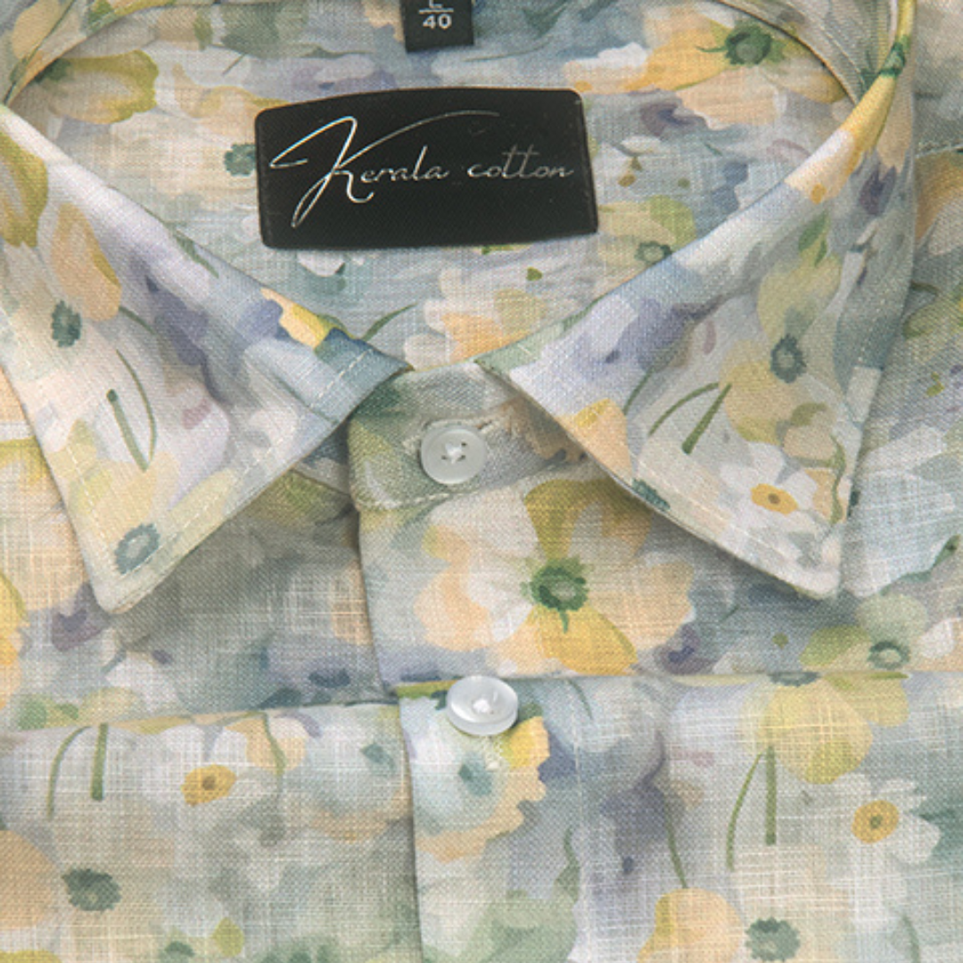 Linen Prime Multiple Colours Flowers Print Shirts for Men
