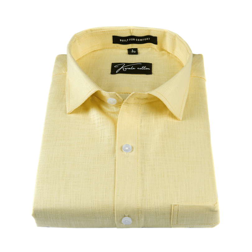 Light Yellow Colour Linen Cotton shirt for men
