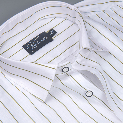 Turkey Linen White with Mahendi Lining Shirts for Men