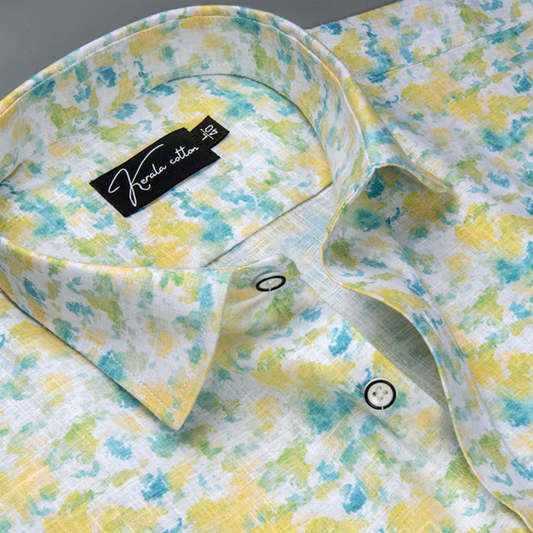 New Italian Linen Lemon with Rama Print Shirts for Men
