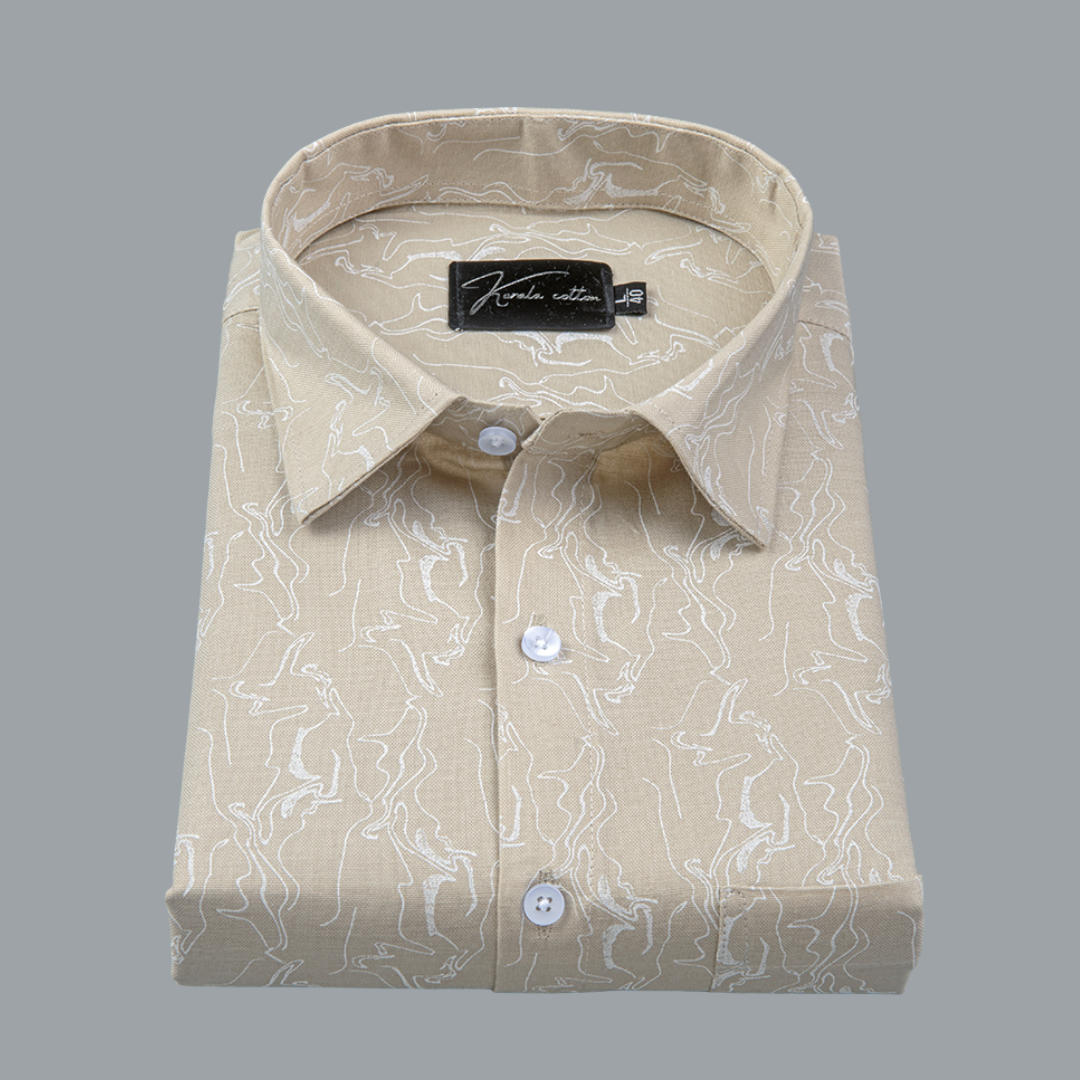 Trident Fone White Print Cotton Shirts