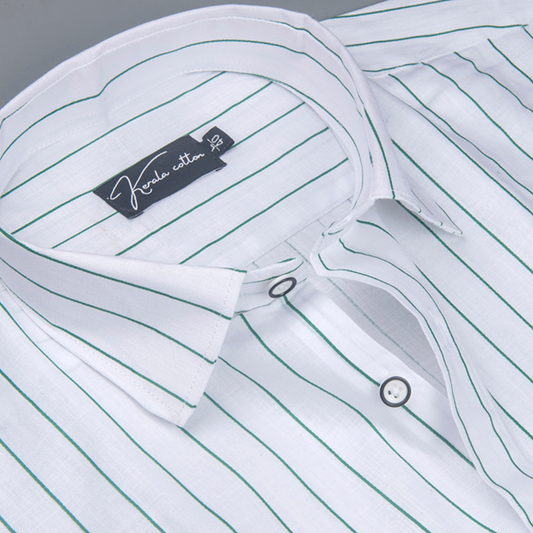Turkey Linen White with Green Lining Shirts for Men