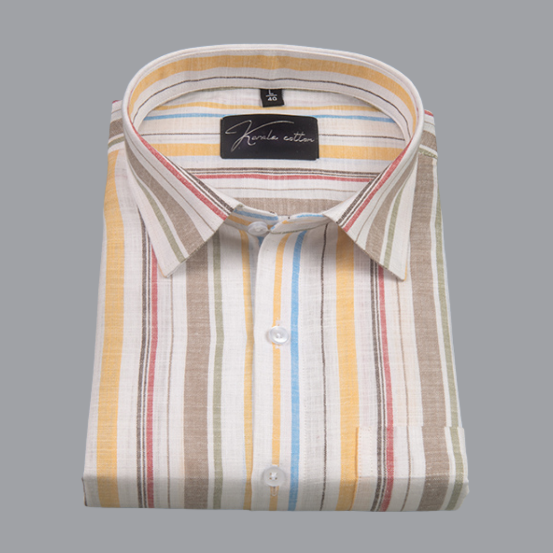 Oxford Multiple Brown White Strip Shirts for Men