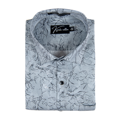 Digital gray with sparkle print cotton shirts