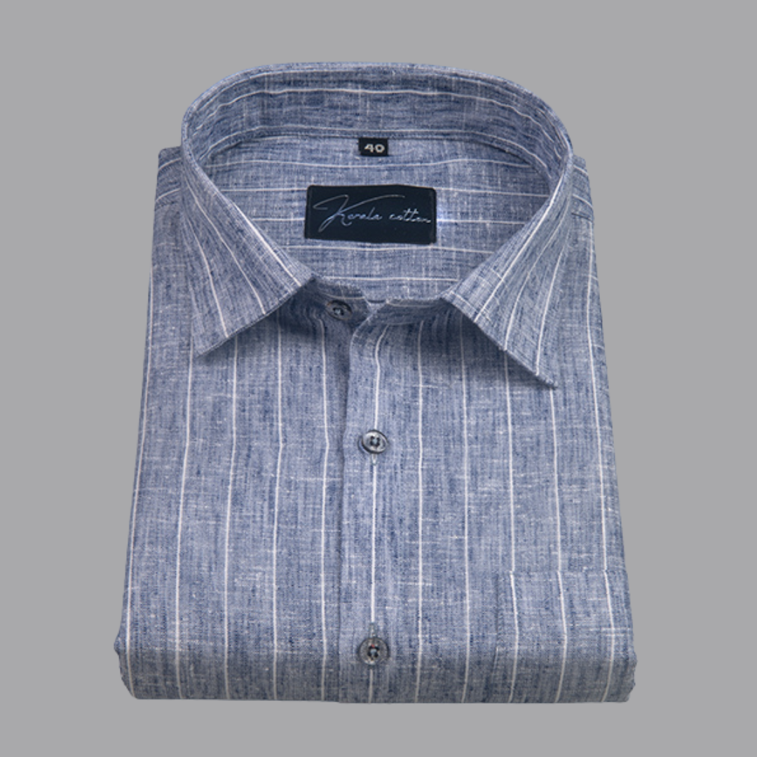 Euro Linen Blue with White Lining Shirts for Men