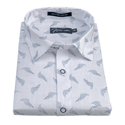 Turkey Linen White With Sky Brush Print Shirts