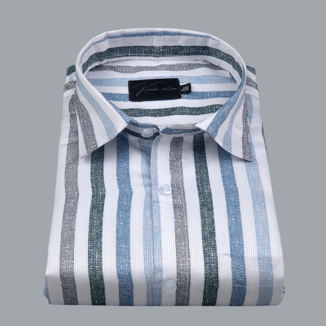 Cord Digital Blue Green Patta Print Shirts for Men