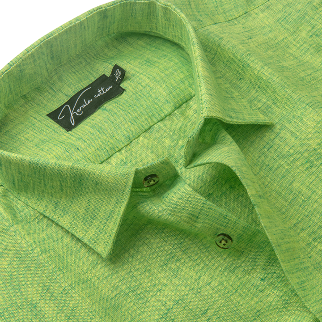Parrot Green Colour Dual Tone Cotton Shirts for Men