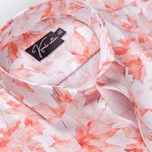Italian linen White With Ready Orange Batel Print