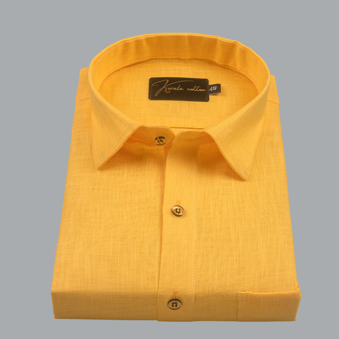 Bristol Linen Dark Yellow Colour Shirts For Men