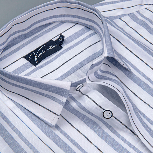 Oliver Linen White with Grey Linning Shirts for Men