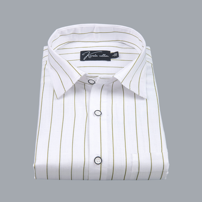 Turkey Linen White with Mahendi Lining Shirts for Men