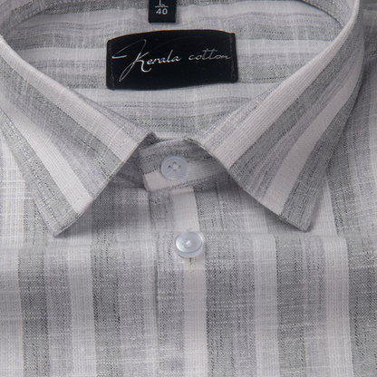 Soft Linen White with Gray Patta Shirts for Men
