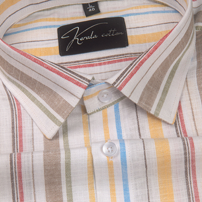 Oxford Multiple Brown White Strip Shirts for Men
