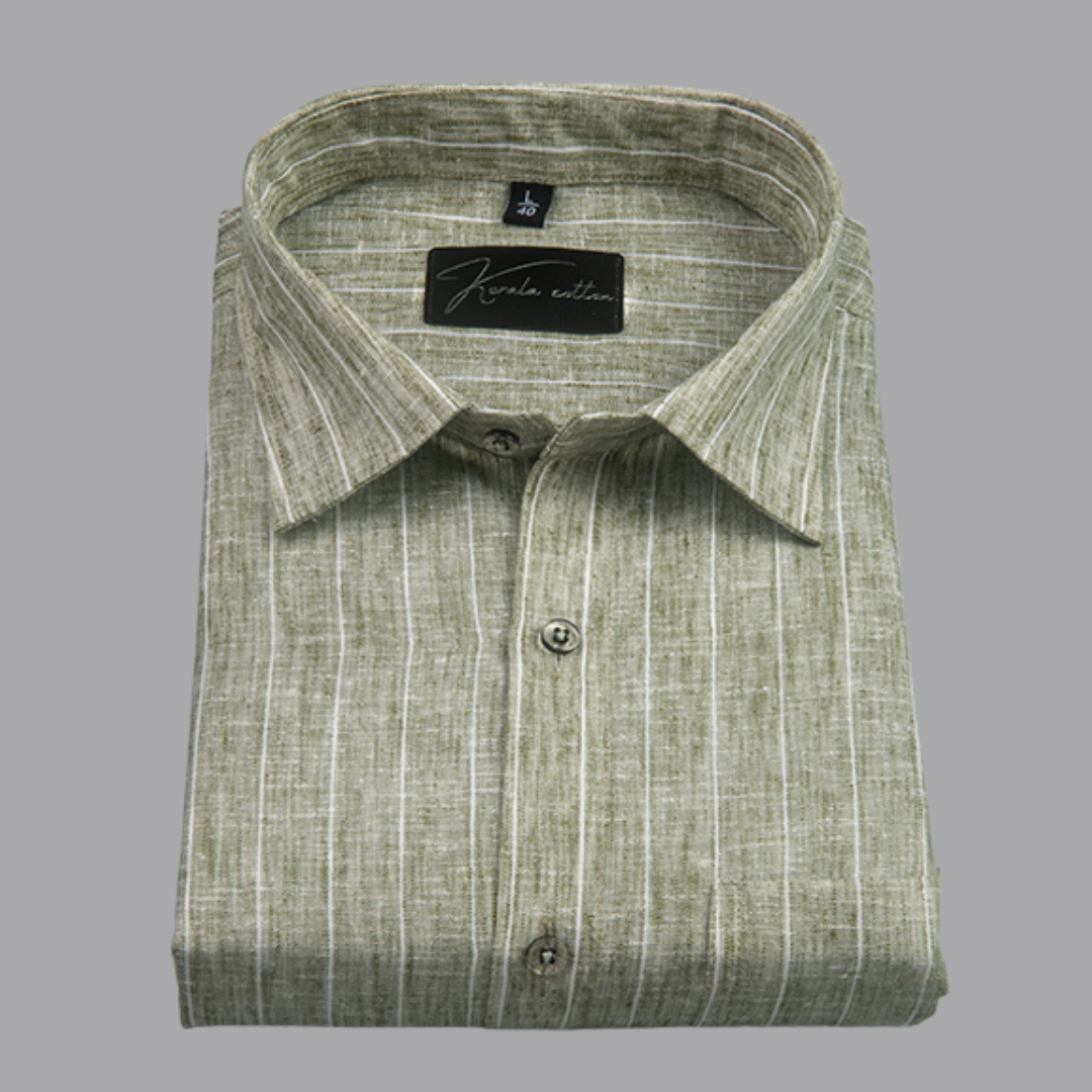 Euro Linen Green with White Lining Shirts for Men