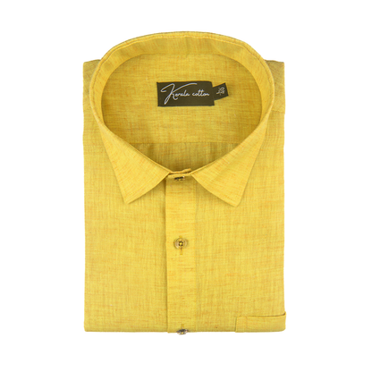 Golden Yellow Colour Dual Tone Cotton Shirts for Men