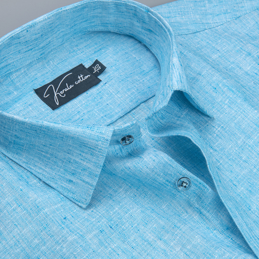 Cotton Linen Sky Blue Colour Shirts For Men