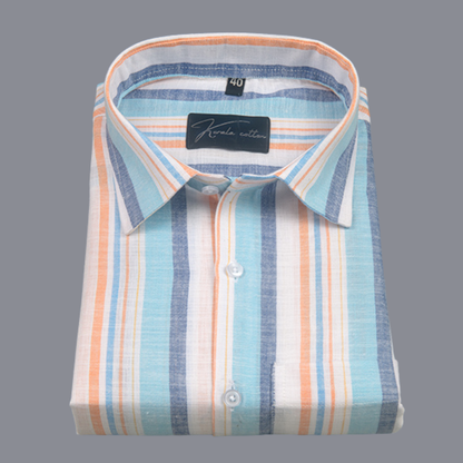 Oxford Multiple Sky Orange Strip Shirts for Men