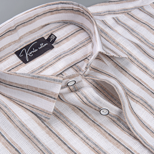 Jute Linen White with Fone Grey Mix Lining Shirts for Men