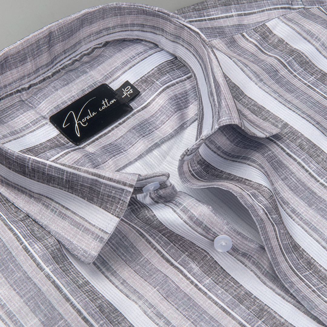 Cord Digital Gray White Patta Print Shirts for Men