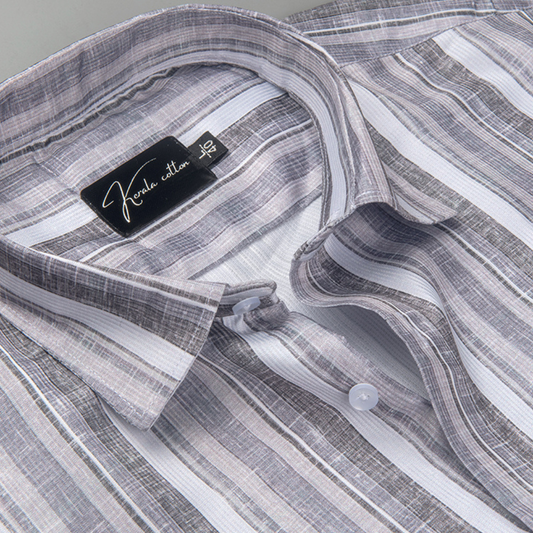 Cord Digital Gray White Patta Print Shirts for Men