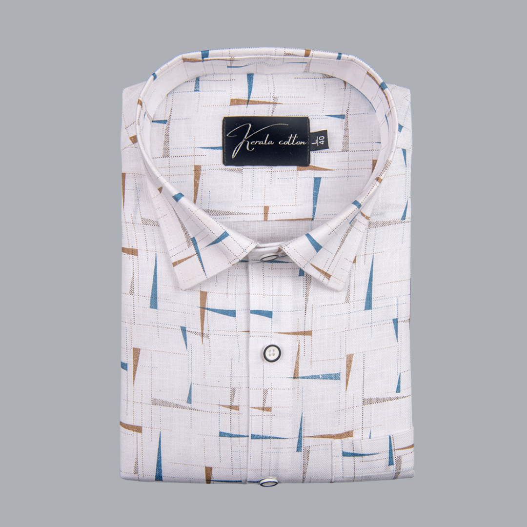 Turkey Cotton White with Blue Fone Print Shirts for Men