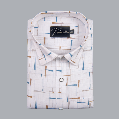 Turkey Cotton White with Blue Fone Print Shirts for Men