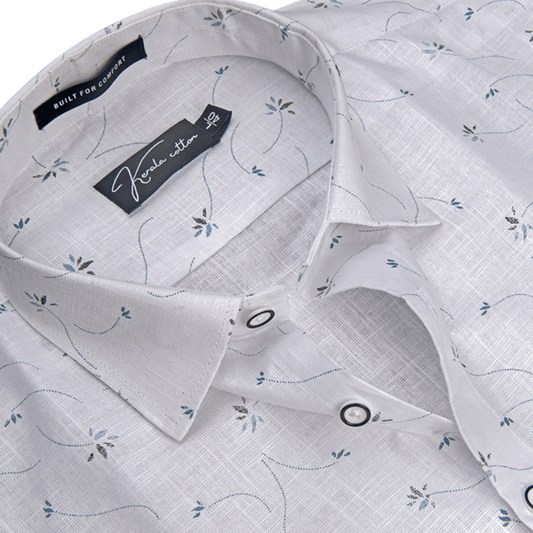 Turkey Linen white With New Sky Flower Print Shirts For Men