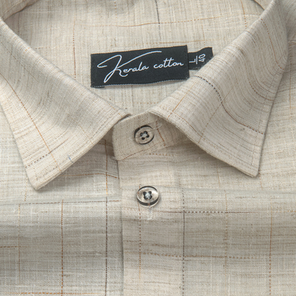 Mofatlal Khadi Cream with Checks Shirts for Men