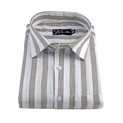 Linen White With Light Grey Patta Print Shirts For Men