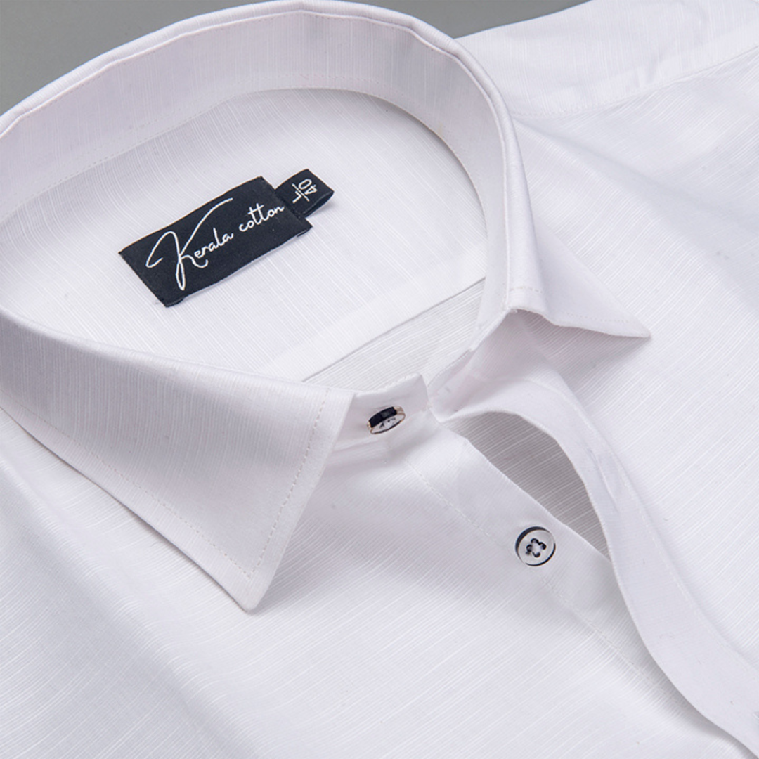 White Colour Lining Texture Cotton Shirts for Men