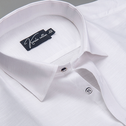 White Colour Lining Texture Cotton Shirts for Men