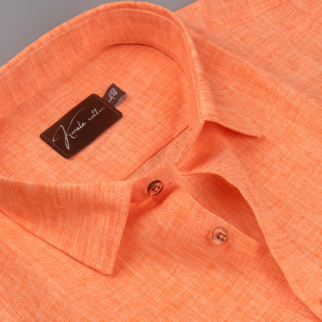 Linen Dark Orange Colour Shirts for Men