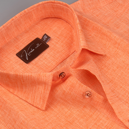 Linen Dark Orange Colour Shirts for Men