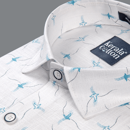 Turkey Linen White With Sky Print