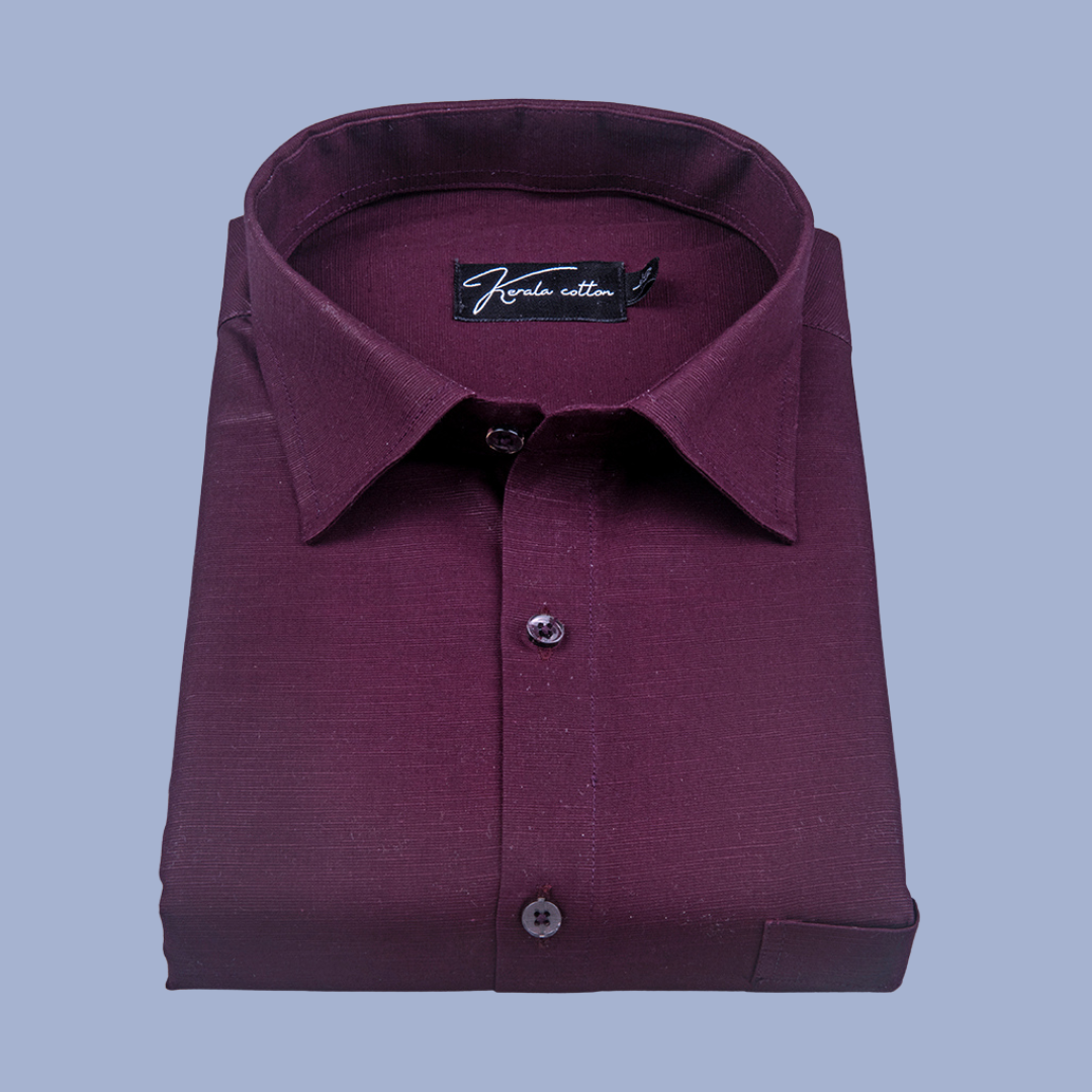 Wine Colour Lining Texture Cotton Shirts for Men