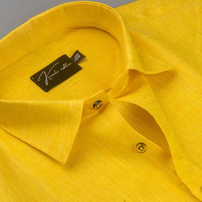 Linen Dark Yellow Colour Shirts for Men