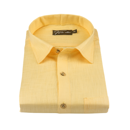 Light Yellow Colour Blended Linen Shirts for Men