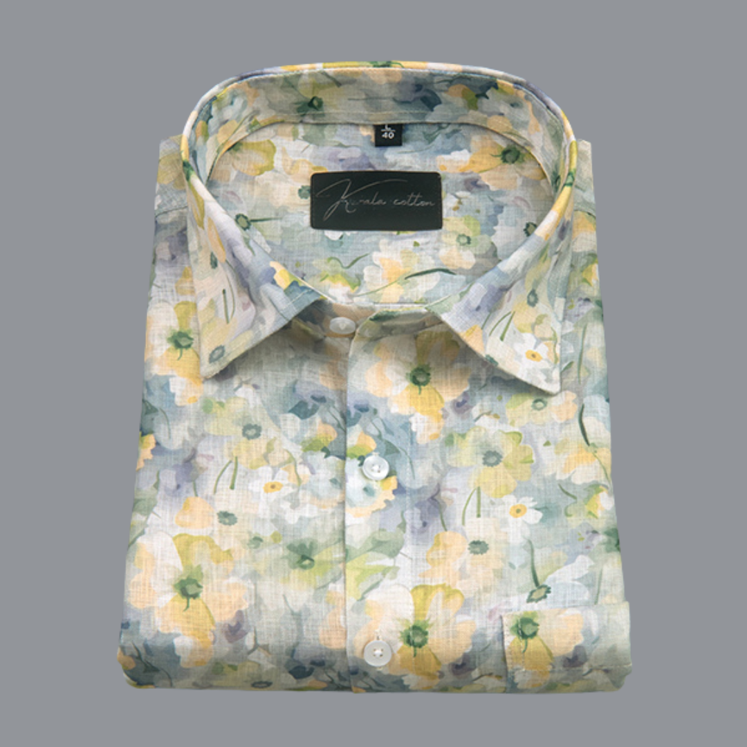Linen Prime Multiple Colours Flowers Print Shirts for Men