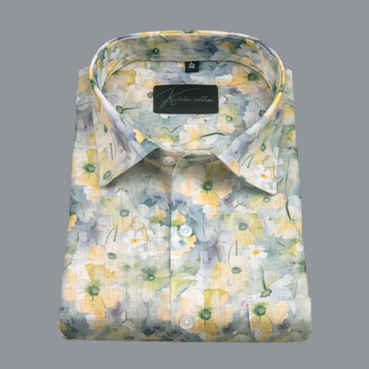 Linen Prime Multiple Colours Flowers Print Shirts for Men