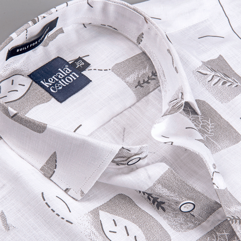 Turkey Linen White With Grey Square Print