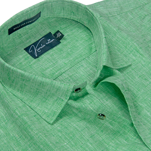 100% Linen Prime Pista Green Shirts For Men